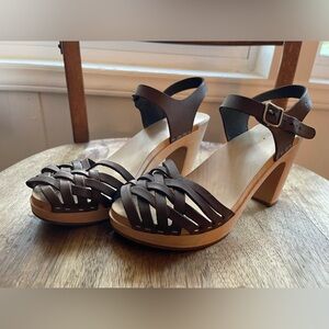 Swedish Hasbeens Braided Open-Toe Clogs